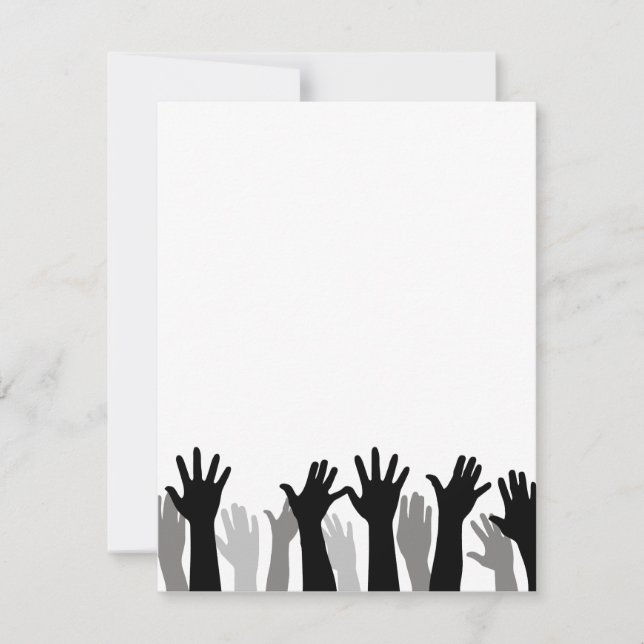 Tarjeta Festiva Silueta de manos levantadas, levantamiento de mano (Anverso)