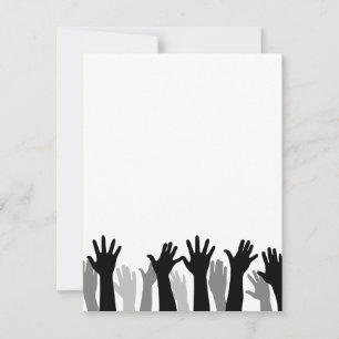 Tarjeta Festiva Silueta de manos levantadas, levantamiento de mano