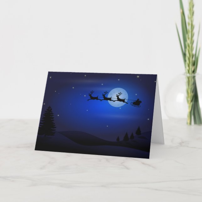 TARJETA FESTIVA SILUETA DE SANTA Y DEL RENO (Anverso)