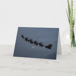 Tarjeta Festiva Silueta de Santa y Reno