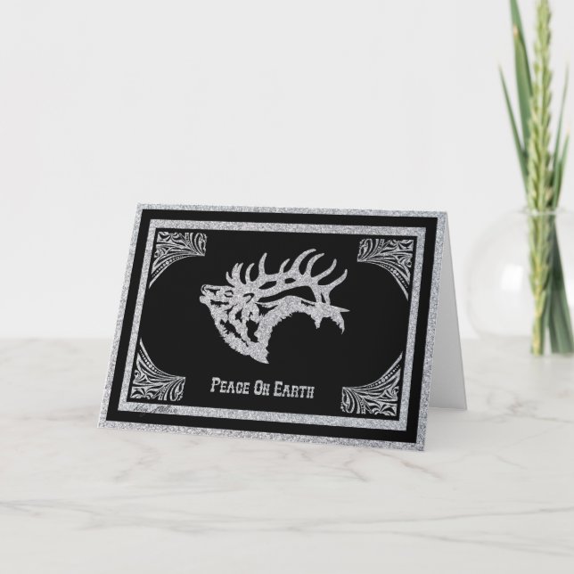 Tarjeta Festiva Silueta majestuosa de los alces de Bull (Anverso)