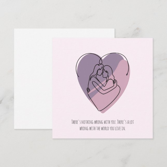 Tarjeta Festiva Silueta Resumen minimalista De Pareja Lesbiana (Anverso / Reverso)