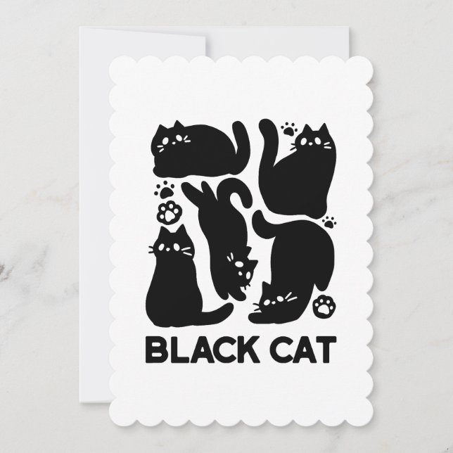 Tarjeta Festiva Siluetas de Gatos Negros - Diseño Felino Adorable (Anverso)