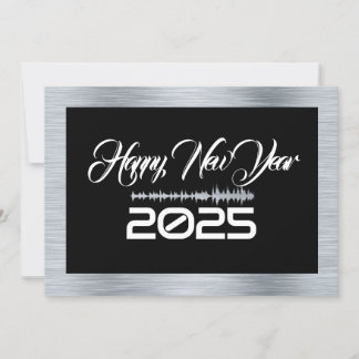 Tarjeta Festiva Silver & black wish card New Year with sound wave