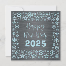 Tarjeta Festiva Silver blue Square wish card with golden stars