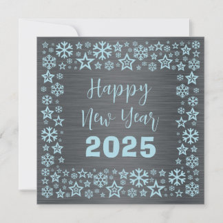 Tarjeta Festiva Silver blue Square wish card with golden stars