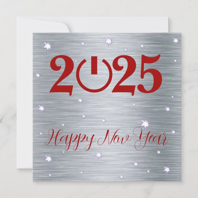 Tarjeta Festiva Silver greeting card Merry Christmas New Year (Anverso)