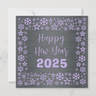 Tarjeta Festiva Silver mauve Square wish card with golden stars