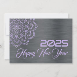 Tarjeta Festiva Silver mauve wish card New Year with mandala