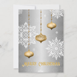 Tarjeta Festiva Silver Snowflake and Ornament Christmas Card