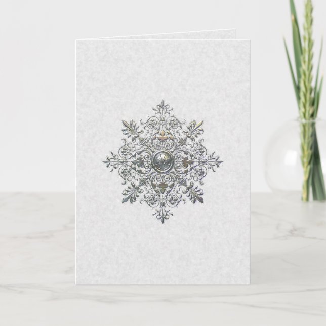 Tarjeta Festiva Silver Snowflake Holiday Card (Anverso)