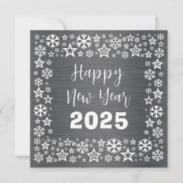 Tarjeta Festiva Silver white Square wish card with golden stars