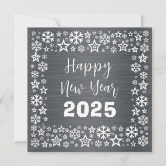 Tarjeta Festiva Silver white Square wish card with golden stars