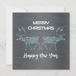Tarjeta Festiva Silver wish card Christmas new year blue reindeer
