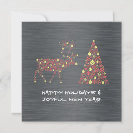 Tarjeta Festiva Silver wish card HAPPY HOLIDAYS JOYFUL NEW YEAR