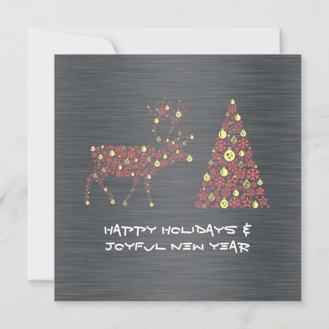 Tarjeta Festiva Silver wish card HAPPY HOLIDAYS JOYFUL NEW YEAR (Anverso)