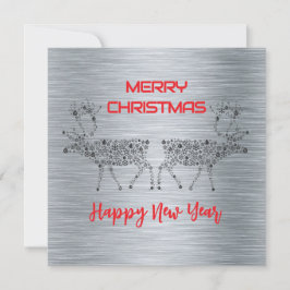 Tarjeta Festiva Silver wish card Merry Christmas new year reindeer