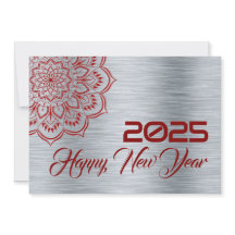 Silver wish card New Year with mandala