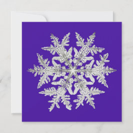 Tarjeta Festiva Silvery Geométrico Snowflake en morado brillante