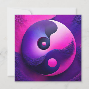 Tarjeta Festiva Simbolismo de Yin Yang, colorido y vibrante ilumin