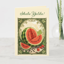 Tarjeta Festiva Simbolismo persa de la sandía de Yalda en el solst