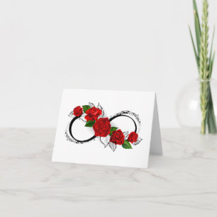 Tarjeta Festiva Símbolo de Infinito con Rosas Rojas