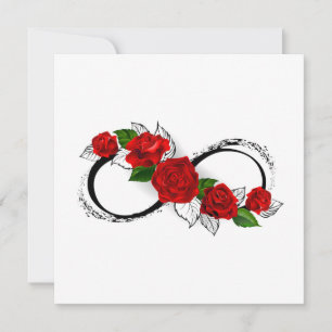 Tarjeta Festiva Símbolo de infinito con rosas rojas
