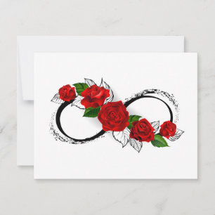 Tarjeta Festiva Símbolo de infinito con rosas rojas