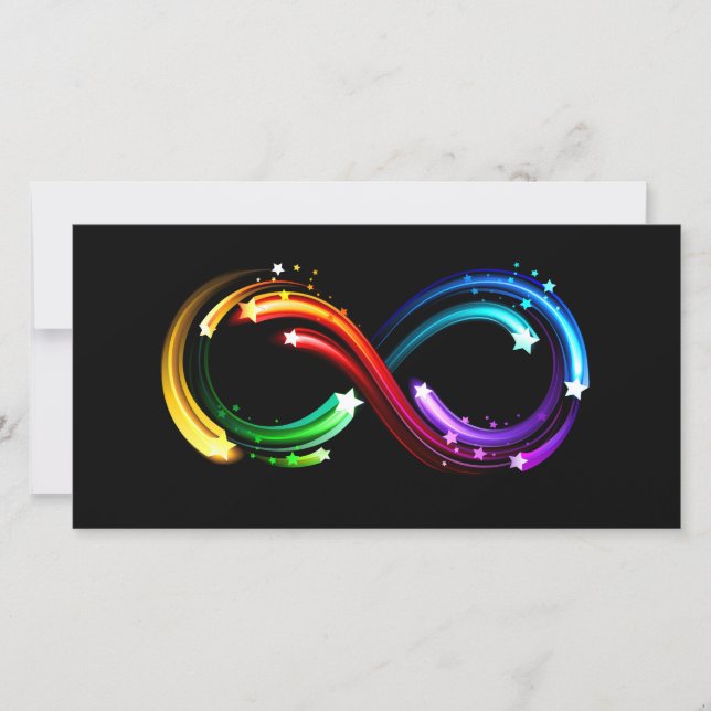 Tarjeta Festiva Símbolo de infinito de cometas de arcoíris (Anverso)