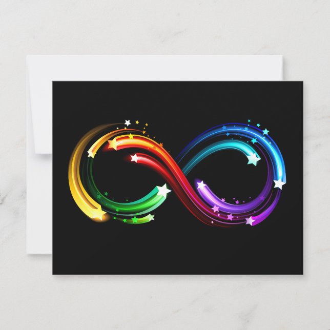 Tarjeta Festiva Símbolo de infinito de cometas de arcoíris (Anverso)