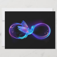 Símbolo de infinito neón con colibrí brillante
