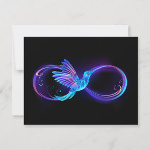 Tarjeta Festiva Símbolo de infinito neón con colibrí brillante