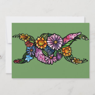 Tarjeta Festiva Símbolo de luna triple flor bendecido sea