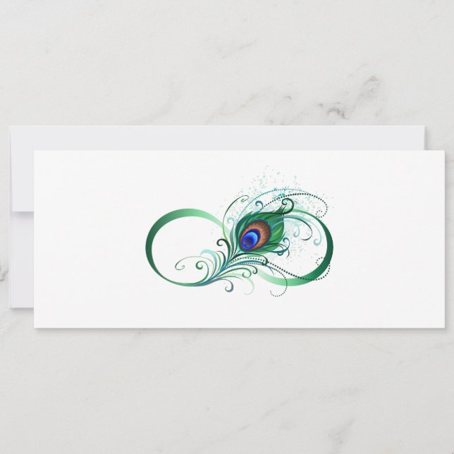 Tarjeta Festiva Símbolo infinito con pluma de pavo real (Anverso)