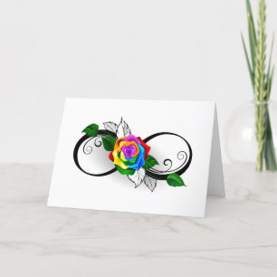 Tarjeta Festiva Símbolo infinito con Rosa arcoiris