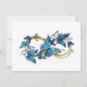 Tarjeta Festiva Símbolo infinito de mariposas Morpho azules