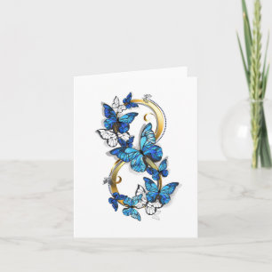 Tarjeta Festiva Símbolo infinito de mariposas Morpho azules