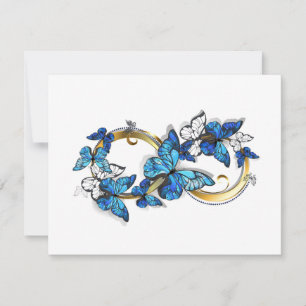 Tarjeta Festiva Símbolo infinito de mariposas Morpho azules