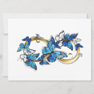 Tarjeta Festiva Símbolo infinito de mariposas Morpho azules