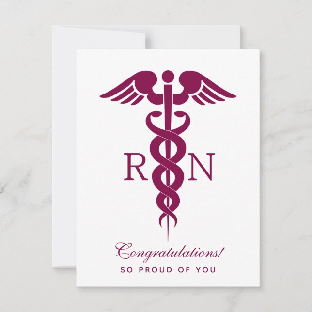 Tarjeta Festiva Símbolo médico de enfermería de Red Red Caduceus (Anverso)
