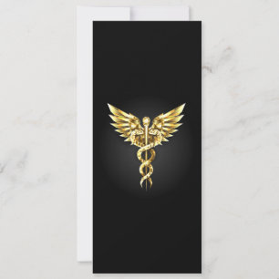 Tarjeta Festiva Símbolo poligonal de oro Caduceus