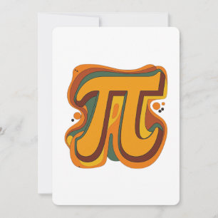 Tarjeta Festiva Símbolo Retro Groovy Pi – Diseño Matemático Vintag