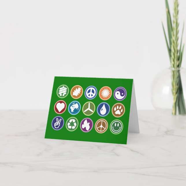 Tarjeta Festiva Símbolos ecológicos (Anverso)