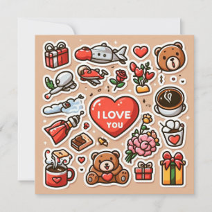 Tarjeta Festiva Símbolos Feliz Día de San Valentín