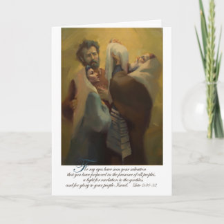 Tarjeta Festiva Simeon que bendice a Jesús en el templo