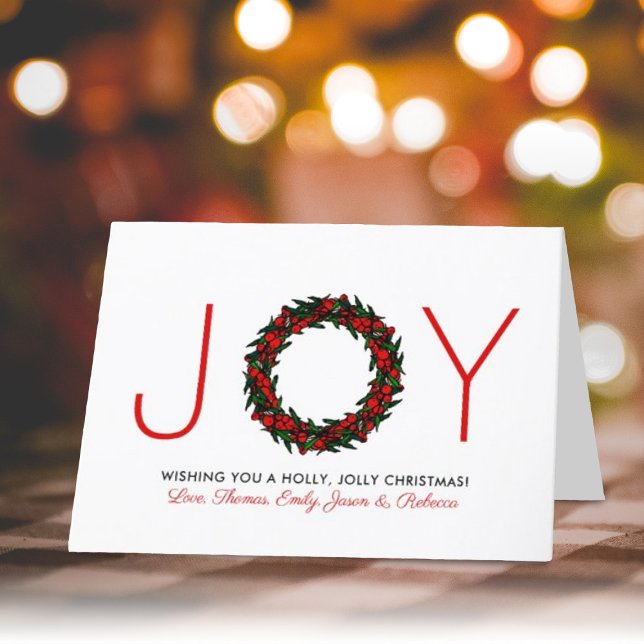 Tarjeta Festiva Simple "Alegría" Navidades Wreath (Subido por el creador)