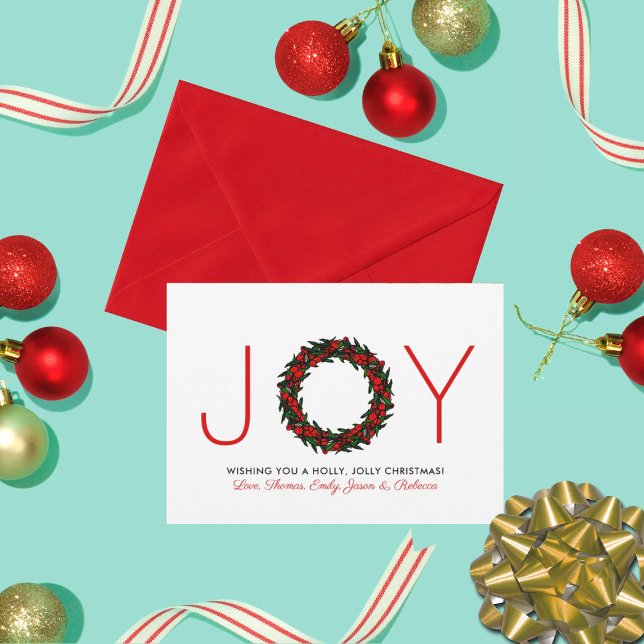 Tarjeta Festiva Simple "Alegría" Navidades Wreath (Subido por el creador)