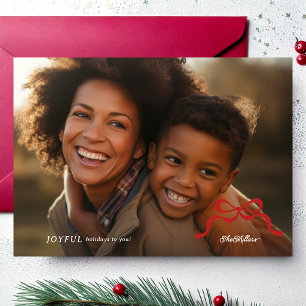 Tarjeta Festiva simple arco rojo alegre dos navidades de fotos lle