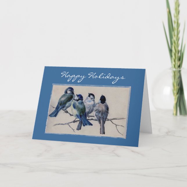 Tarjeta Festiva Simple Bluebird Happy Holiday Card (Anverso)