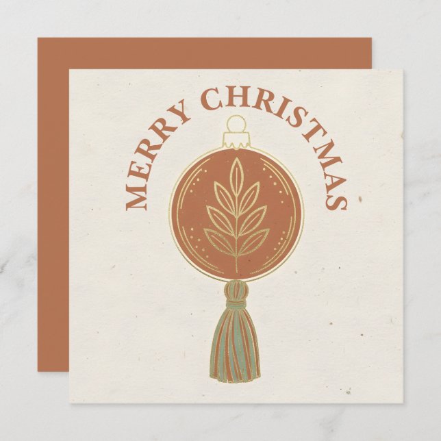 Tarjeta Festiva Simple Boho Ornament Christmas (Anverso / Reverso)